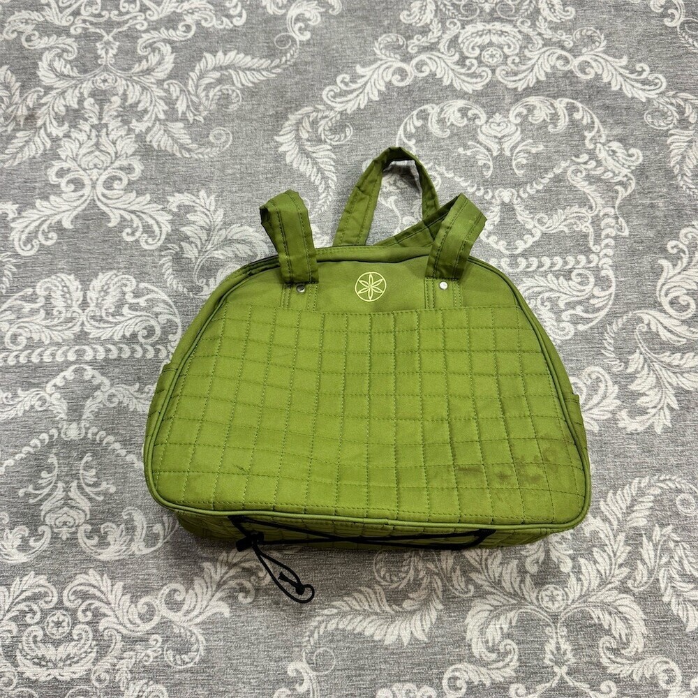 Gaiam Tote Bag Womens Green Quilted Zip Top Travel Gym Dual Handles